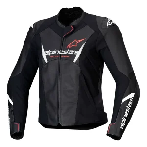 JAQUETA COURO ALPINESTARS STELLA FASTER V3 – Preta Branca e Coral Flúor