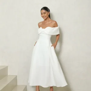 Vestido Ombro a Ombro Laço Busto