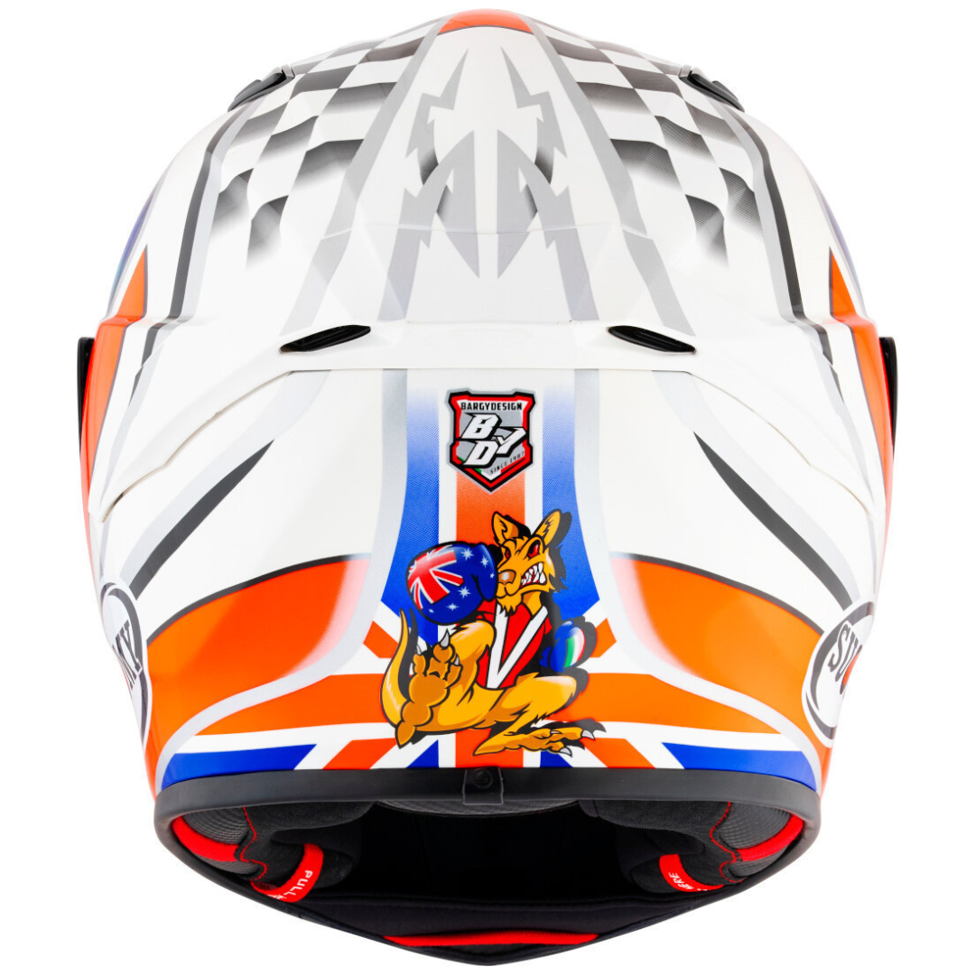 CAPACETE SUOMY TRACK-1 TROY BAYLISS 2002 – Branco Azul e Laranja - Image 6