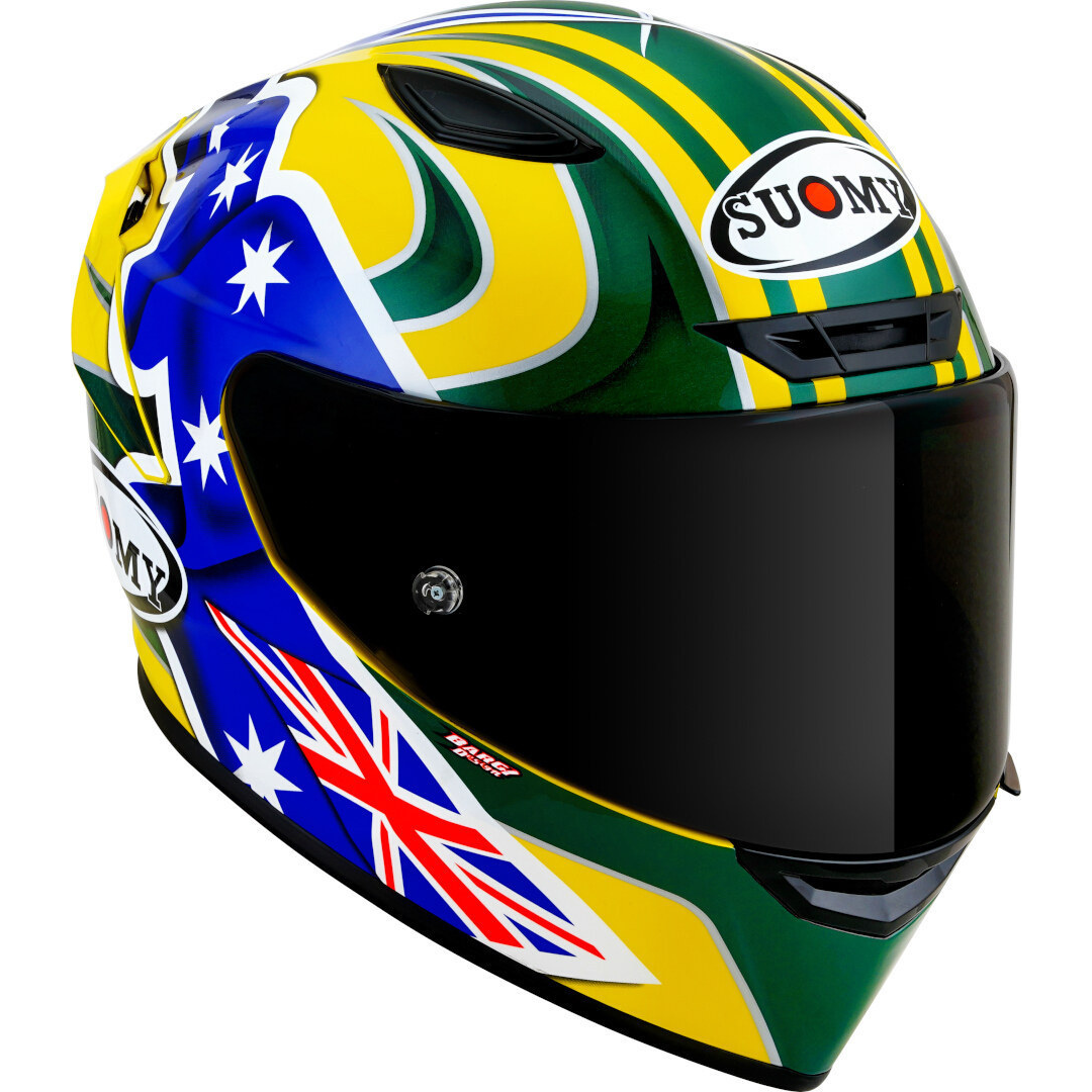 CAPACETE SUOMY TRACK-1 TROY BAYLISS 2005 – Amarelo Verde e Azul - Image 6