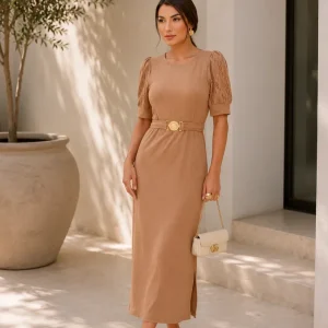 Vestido Canelado com Geo