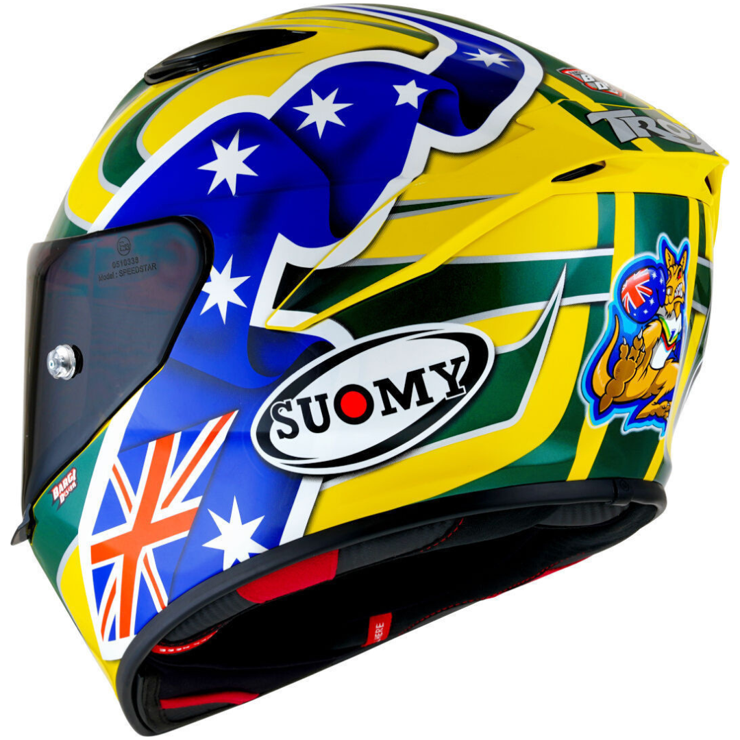 CAPACETE SUOMY TRACK-1 TROY BAYLISS 2005 – Amarelo Verde e Azul - Image 7