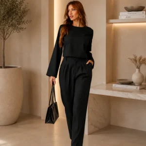 Conjunto Calça Cenoura Blusa Manga Longa