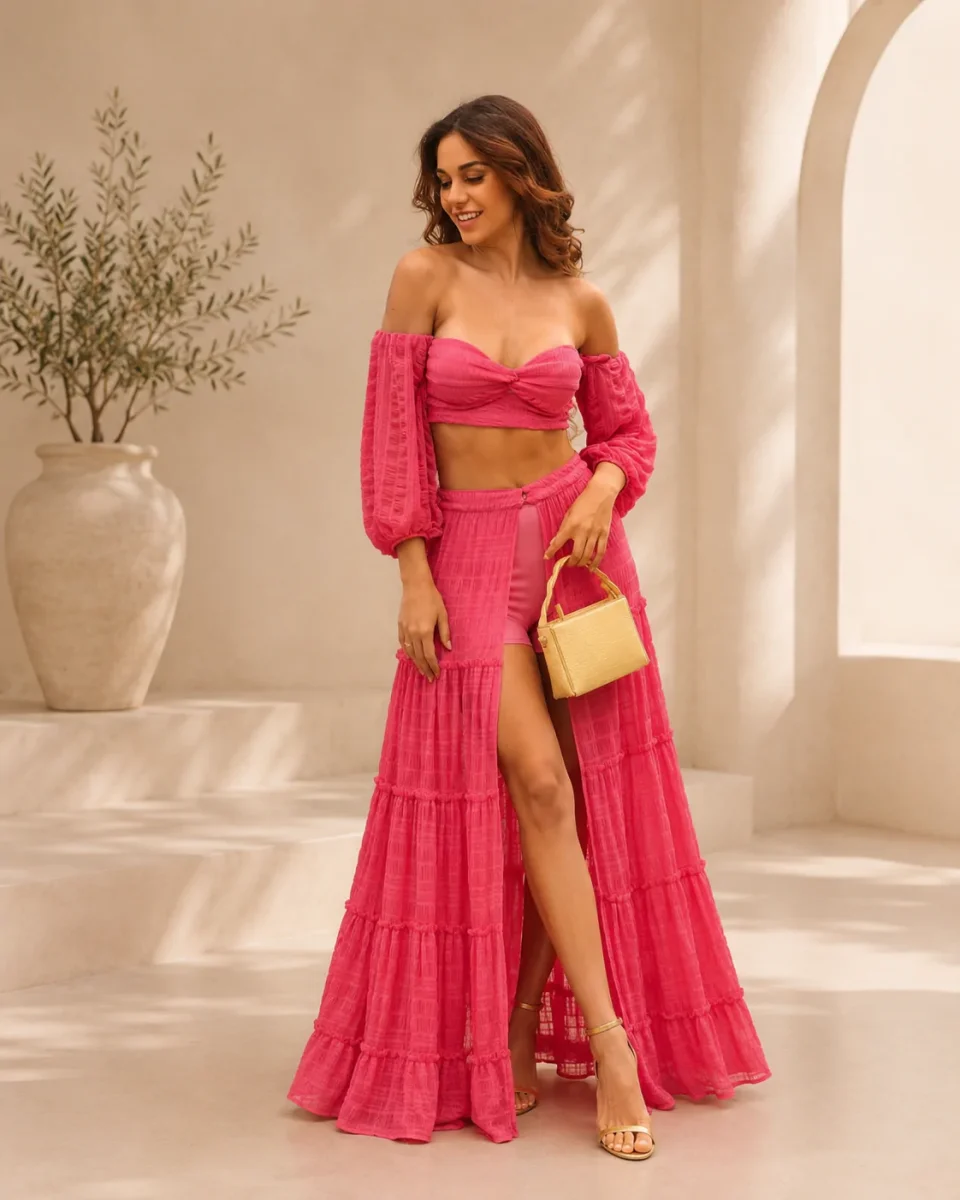 Conjunto Saia Longa Tule Aruba