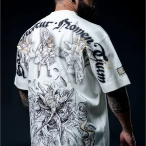 Camiseta Estampada Oversized Manga Curta Off-White Plus Size 002757