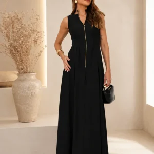 Vestido Longo Zíper Frontal INX