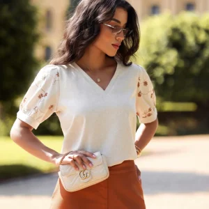 Blusa Linho Bordada