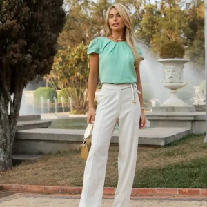 Calça de Linho com Viés