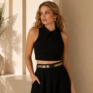 Blusa Cropped Gola Bico Loub