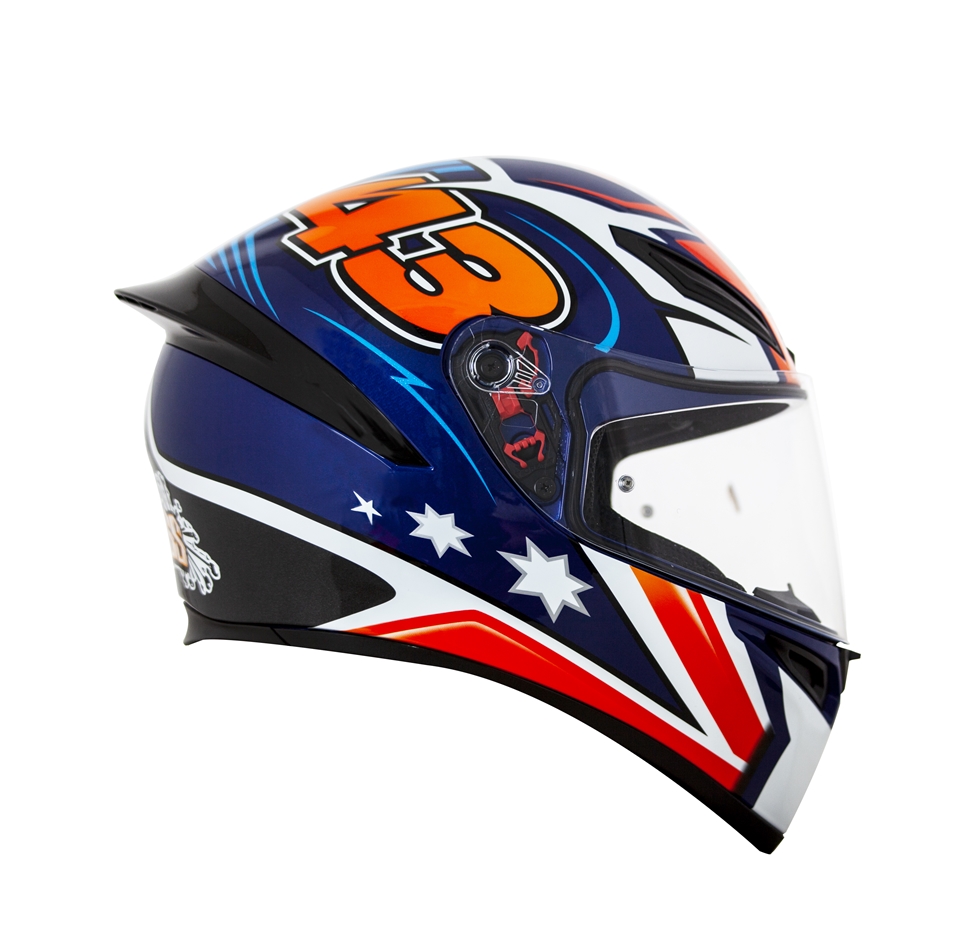 CAPACETE AGV K-1 JACK MILLER 2015 – Azul Branco e Laranja - Image 3