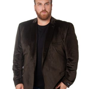 Blazer de Veludo Marrom Plus Size 001835