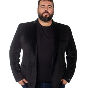 Blazer de Veludo Preto Plus Size 001835