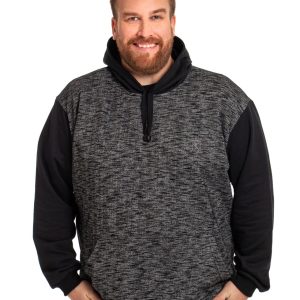 Blusão Canguru Mescla Plus Size Preto 001471-1