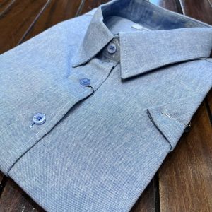 Camisa Esporte Manga Curta Azul Plus Size 002357-1