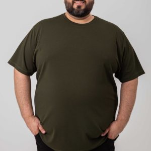 Camiseta Trabalhada Manga Curta Verde Plus Size 002616