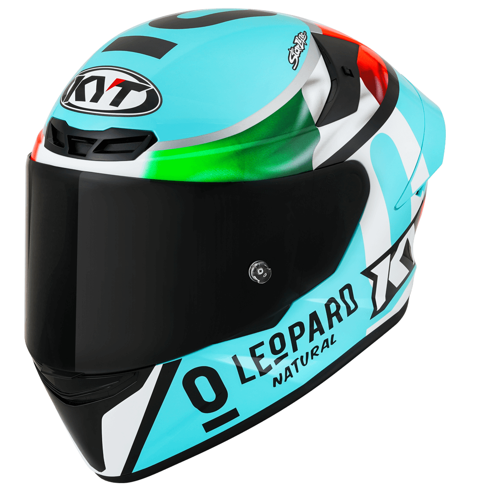 CAPACETE KYT TT COURSE DENNIS FOGGIA LEOPARD ITALY – Azul Tiffany Verde Branco e Vermelho - Image 8