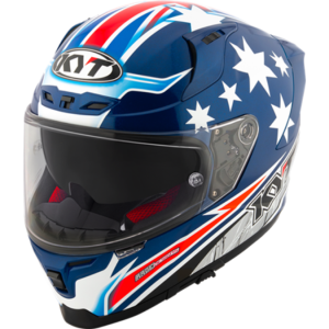 CAPACETE KYT STRIKER 2V BROCK PARKES – Azul Branco e Laranja