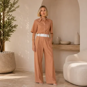 Calça Bicolor Risca de Giz Loub
