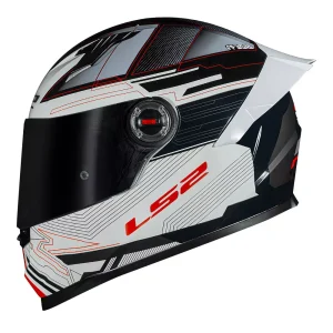 CAPACETE LS2 FF358 CLASSIC S EVO DIGITAL – Preto Branco e Vermelho