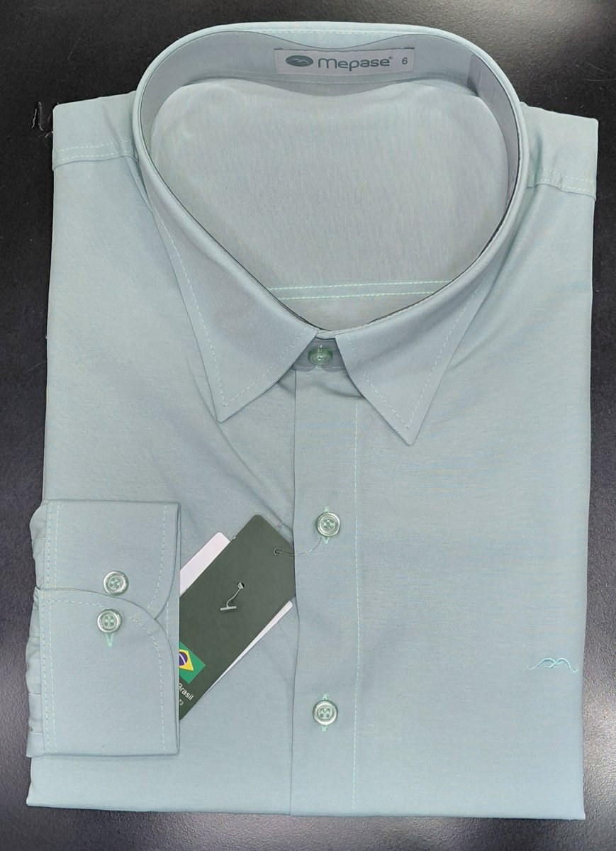 Camisa Social Manga Longa Verde Claro Plus Size 002327-7