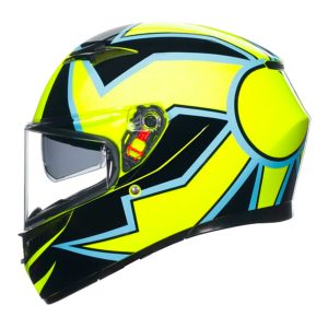 CAPACETE AGV K-3 ROSSI WINTER TEST PHILLIP ISLAND – Preto Azul e Amarelo Flúor