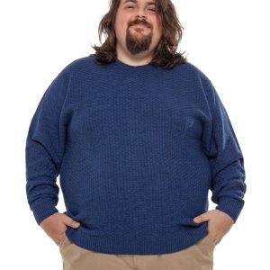 Blusão Tricot Gola Redonda Plus Size Azul 002272-2