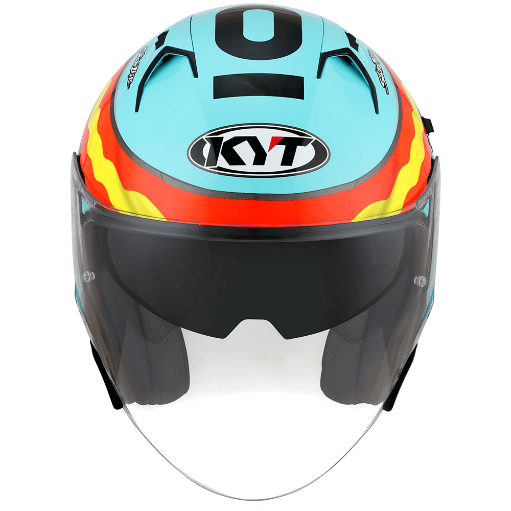 CAPACETE KYT NF-J JAUME MASIA LEOPARD – Azul Tiffany Vermelho e Amarelo - Image 4
