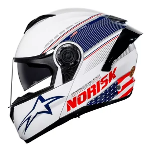 CAPACETE NORISK FORCE II GRAND PRIX USA – Branco Azul e Vermelho