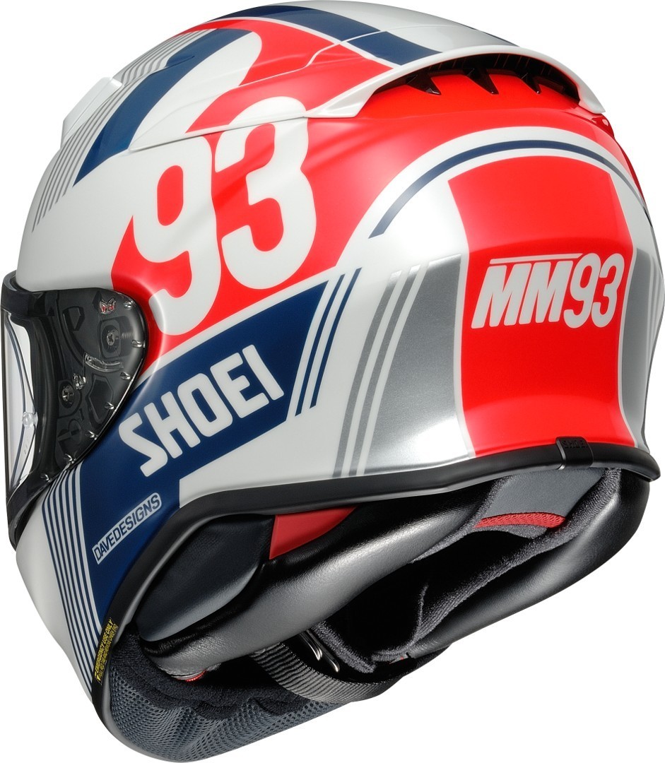 CAPACETE SHOEI NXR 2 MM93 RETRO TC-10 – Branco Azul e Vermelho - Image 4