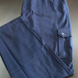 Calça Cargo de Sarja Azul Marinho Plus Size 000730