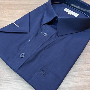 Camisa Social Azul Marinho Manga Curta Plus Size 001330-4