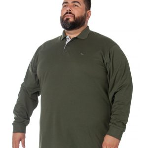 Polo Manga longa Piquet Verde Plus Size 001013