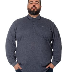 Polo Manga Longa Azul Plus Size 001739