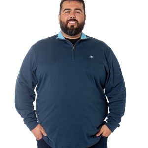Polo Suedine Marinho com Ziper Plus Size 001856