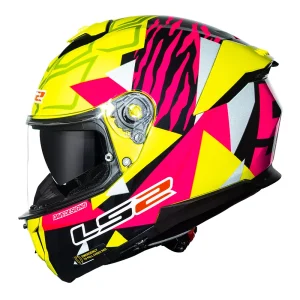 CAPACETE LS2 STREAM II FF808 TIGER ALDEGUER – Rosa e Amarelo Flúor