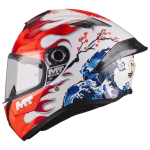 CAPACETE MT HELMETS TARGO S YAMANAKA 2025 A5 GLOSS – Branco Vermelho Flúor e Azul