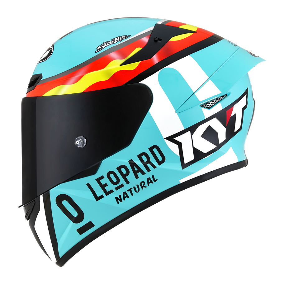 CAPACETE KYT TT COURSE JAUME MASIA LEOPARD SPAIN – Azul Tiffanny Vermelho e Amarelo