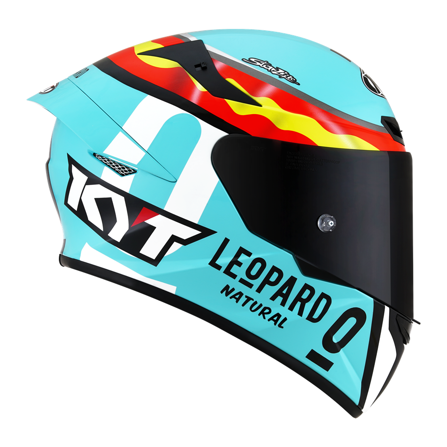 CAPACETE KYT TT COURSE JAUME MASIA LEOPARD SPAIN – Azul Tiffanny Vermelho e Amarelo - Image 3