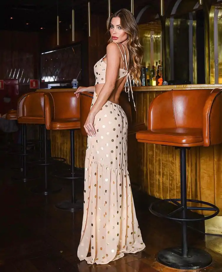 Vestido Longo Aberto nas Costas Poá - Image 3
