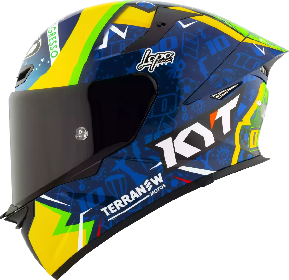 CAPACETE KYT TT REVO DIOGO MOREIRA 2024 – Azul Amarelo e Verde