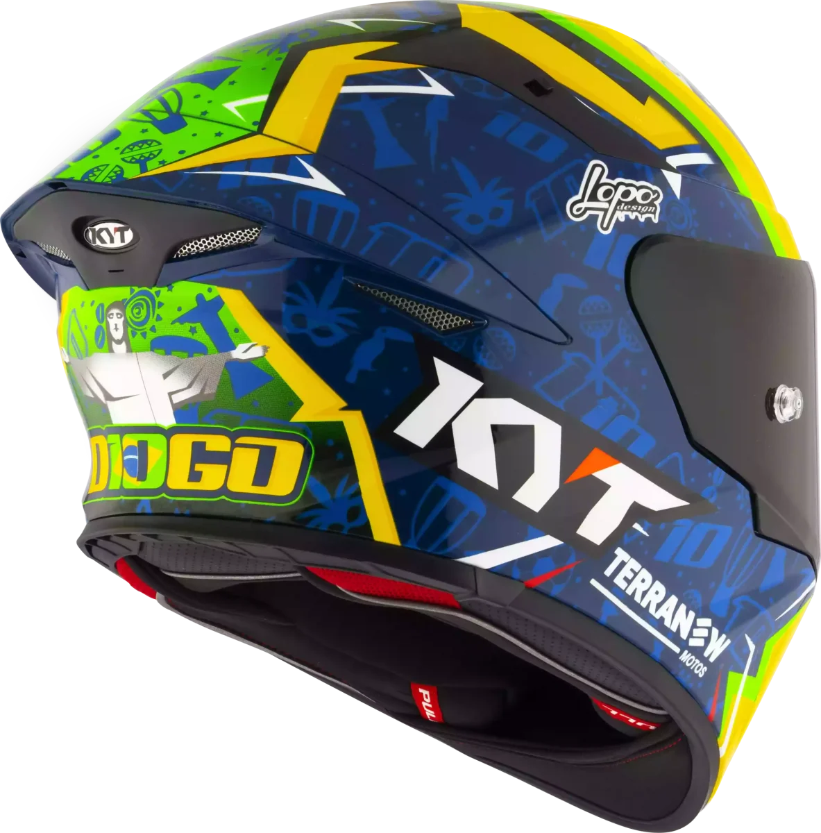 CAPACETE KYT TT REVO DIOGO MOREIRA 2024 – Azul Amarelo e Verde - Image 7