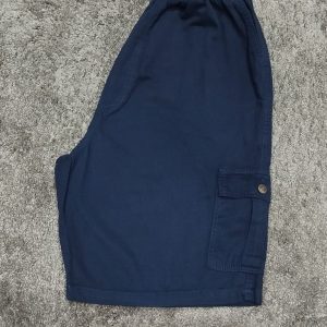 Bermuda Sarja Cargo Com Elastico Azul Marinho Plus Size 002406-3