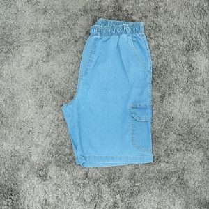 Bermuda Jeans Com Elastico Azul Claro Plus Size 002125