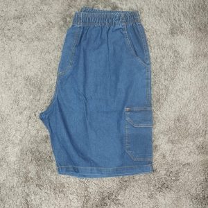 Bermuda Jeans Com Elastico Azul Marinho Plus Size 002125-1