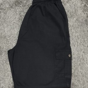 Bermuda Sarja Cargo Com Elastico Preto Plus Size 002406-4