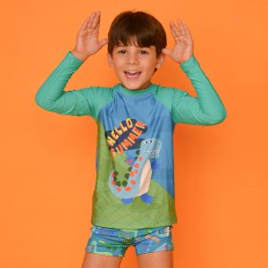 T-shirt UV Manga Comprida Dinossauro