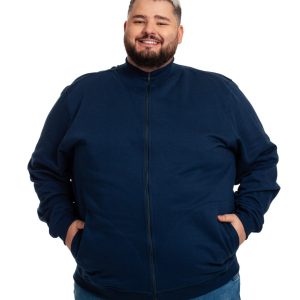 Jaqueta Moletom Peluciado Azul Marinho Plus Size 001407