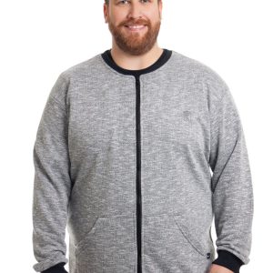 Casaco De Moletom com Zíper Cinza Plus Size 001416