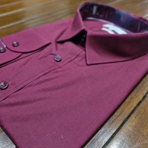 Camisa Social Manga Longa Bordo Plus Size 001105-6