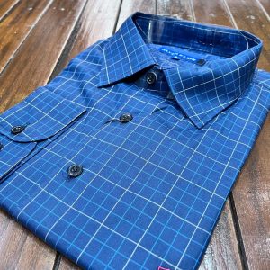 Camisa Social  Manga Longa Azul Marinho  Plus Size 001932-1